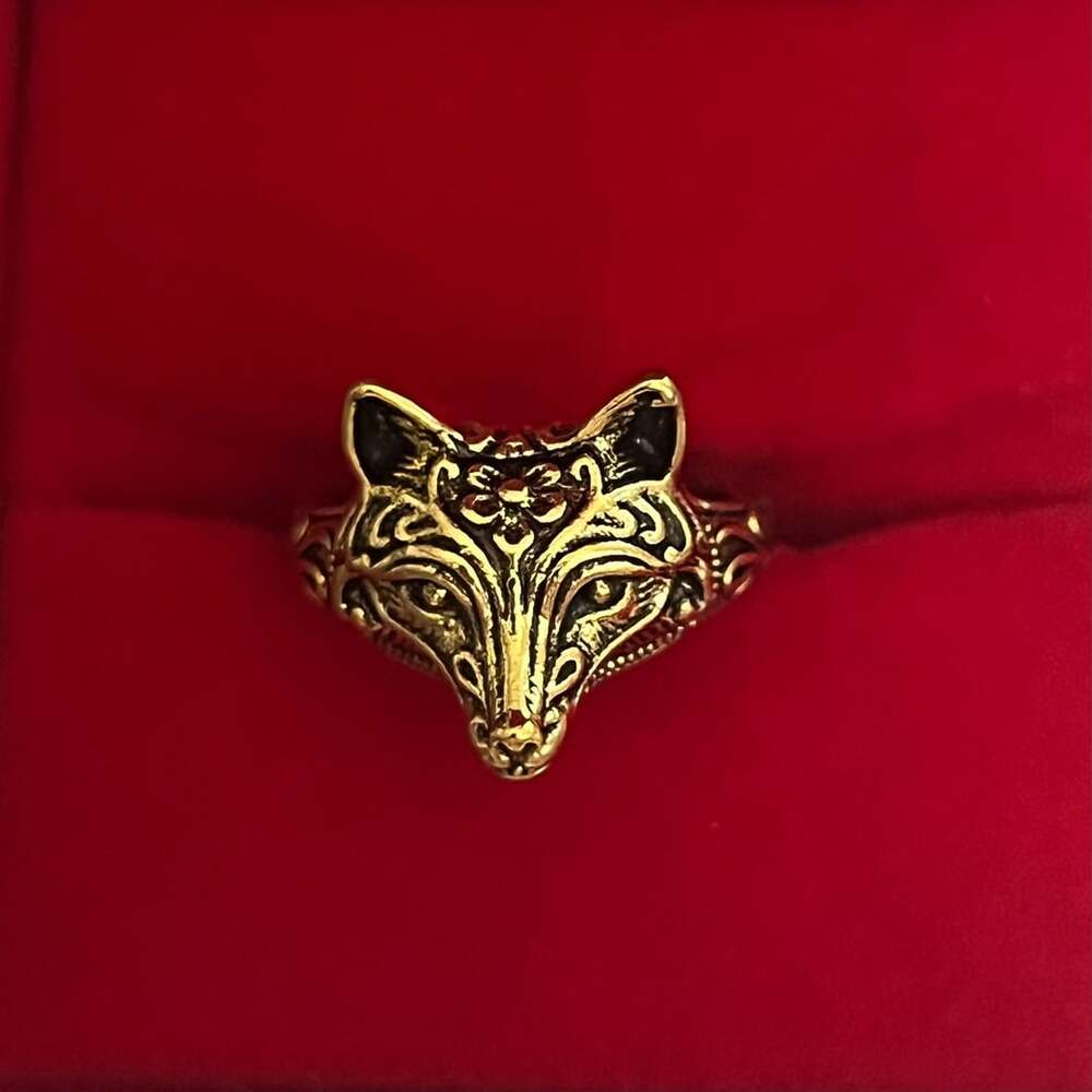 Burberry Prorsum Gold Fox Cocktail Ring Size 6